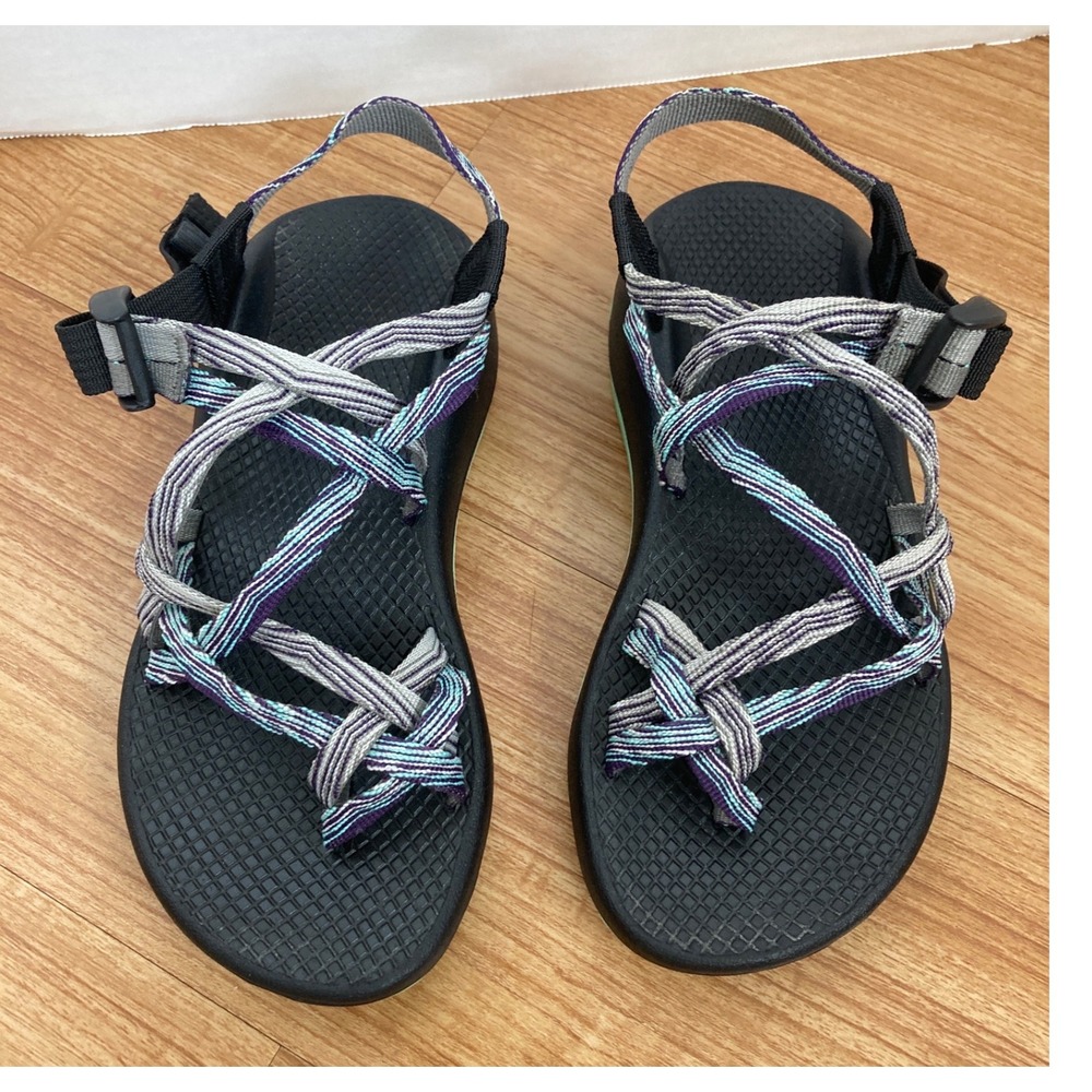 Chaco Womens 7 Z/Cloud 2 Vibram Double Strap Toe Loop Sandals Purple Black Mint